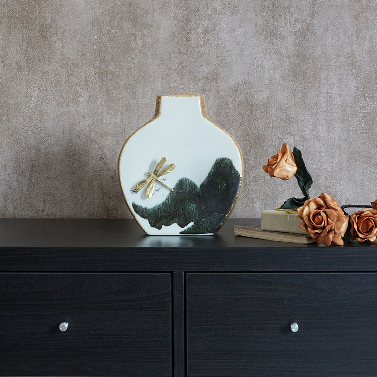 Golden Dragonfly vase, Buy Vases Online, glass Vase, Luxury home Decor Online at beigeandwenge